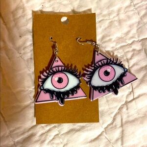 🏷️ FREE W/PURCHASE BNWT Pink Eye Triangle Earrings